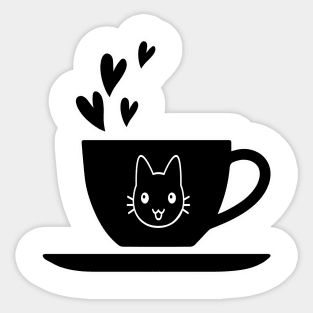 kitty black, Funny coffee cup, coffee lovers gift, coffee gift, coffee cozy, birthday, cafeteria’s stickers, fashion Design, restaurants and laptop stickers, lovely coffee cup with Kitty cat inside Sticker